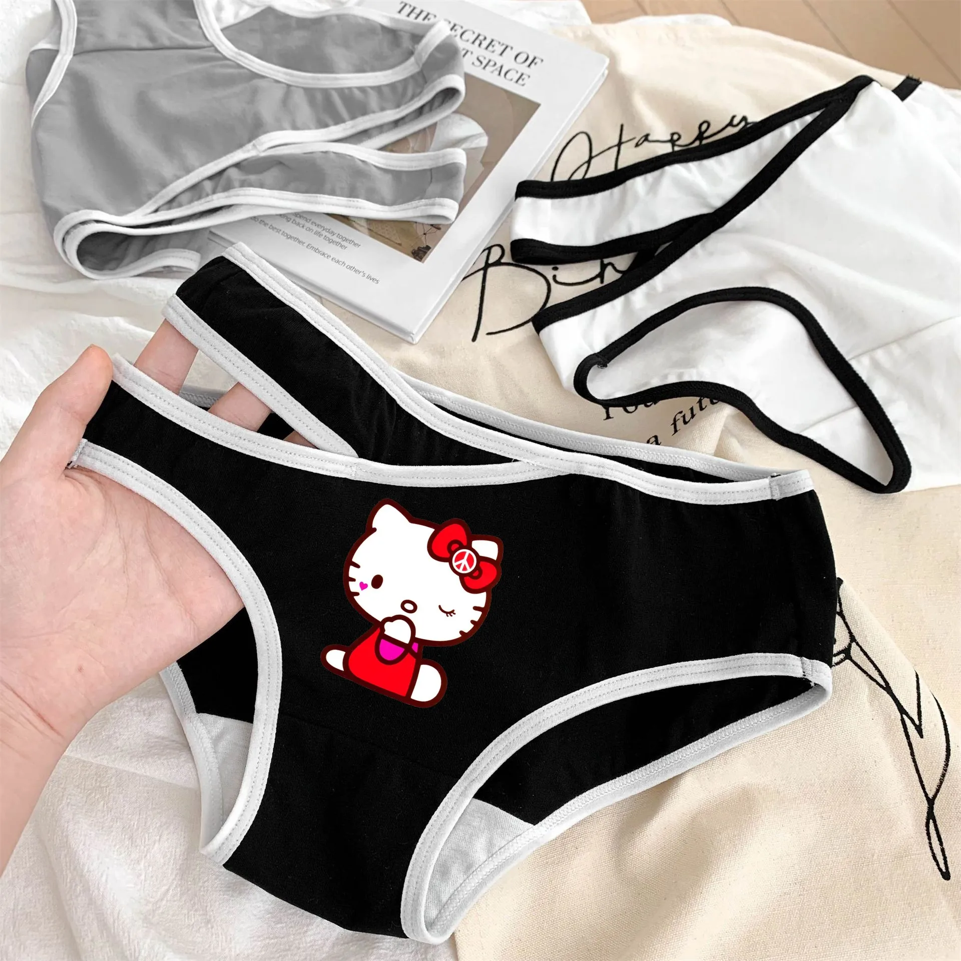 Y2K Girls Hello Kitty Underwear Anime Sexy Women Kt Cat Kuromi Pure Cotton  Briefs Cartoon Melody Fashion Female Panties Gifts
