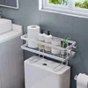 Over The Toilet Shelf Toilet Storage 1Tier Bathroom Organizer Shelves,Multi-function Paper Holder Basket No Drilling Space Saver 3