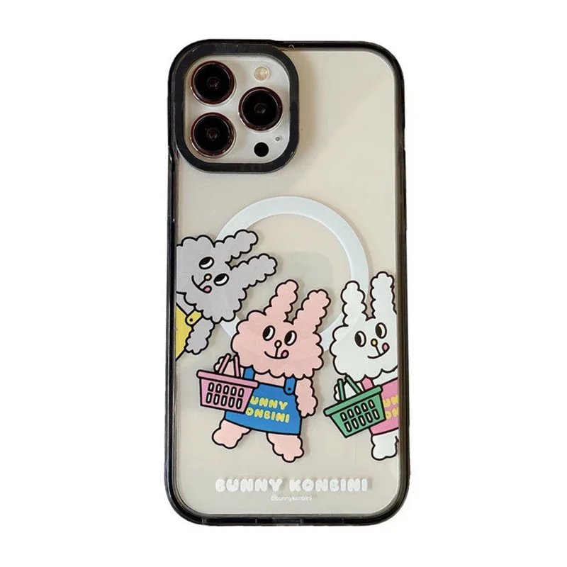 MagSafe Acrylic Cartoon Rabbit Phone Case Cover for IPhone 11 12 13 14 15 Pro Max Case for IPhone 15 Pro Max