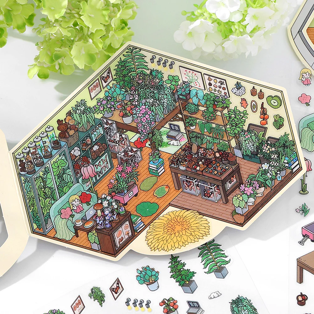 Kawaii 3D tienda pequeña 18,0 pegatinas de escena en miniatura ...