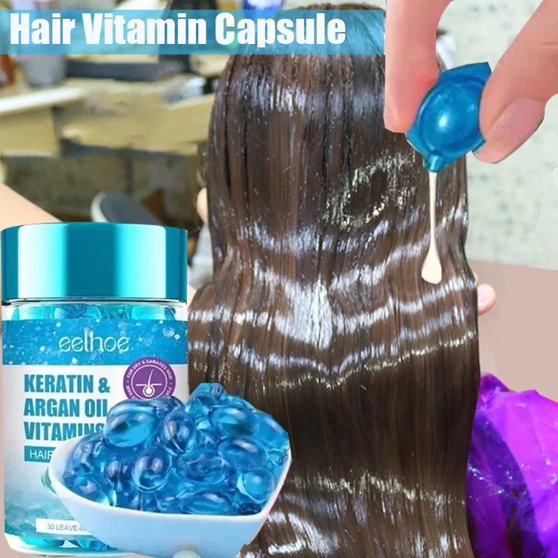 Hair Vitamin Capsule Keratin Oil Fast Restore Hair Soft Smooth Shiny Deep Moisturizer Frizzy Dry Skin Head Care Portable product