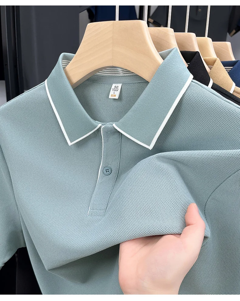 High quality men's short sleeved summer new fashion brand striped Korean style golf custom comfortable casual business T-shirt 21 Se2d1842f3044472d85181846b329db52z