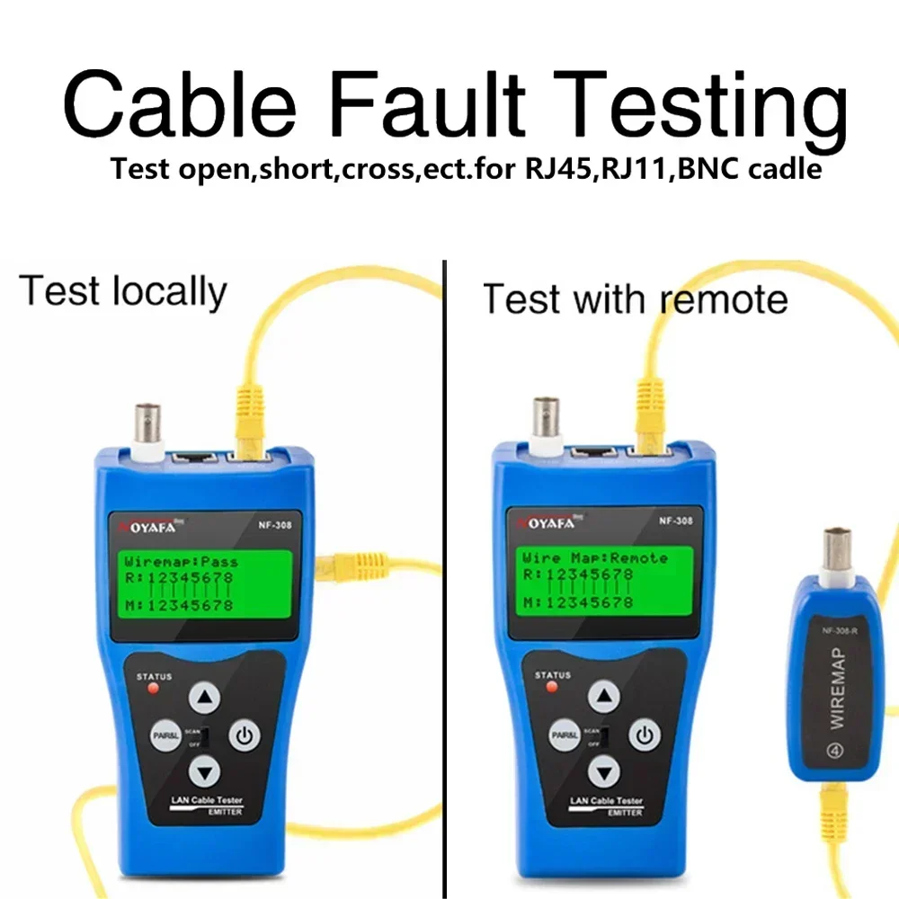 NOYAFA NF-308 Network Cable Tester RJ45 RJ11 Metal Wire Tracker USB BNC Cable Line Finder Measure Network Cable Length Test 4
