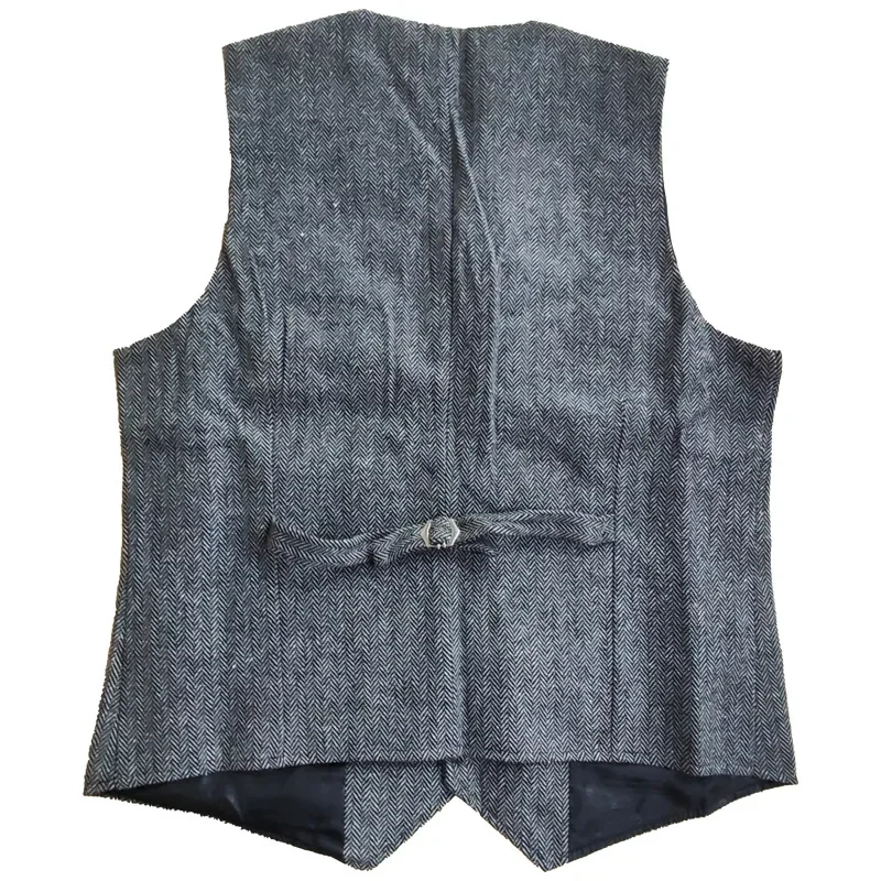 Wool Tweed Men's Suits Vest for Groomsmen Wedding Lapel Casual Slim Business Vests Sleeveless Waistcoat Male Gilet Homme Vests 6