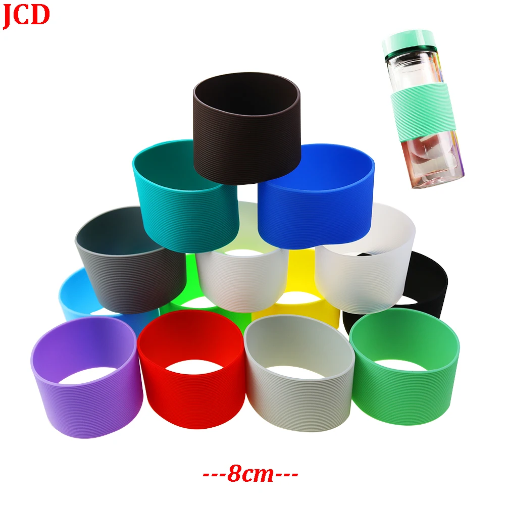 1Pcs 8CM Straight Silica Gel Threaded Cup, Middle Cup, Glass Cup, Anti-skid And Anti Scalding Heat Insulation Protective Cover