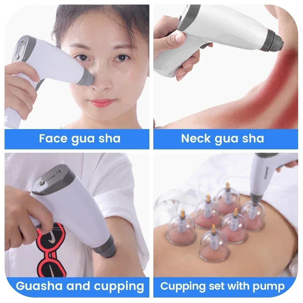 Electric Vacuum Cupping Set Rechargeable Scraping Cupping Cans Adjustable Magnetic Suction Cupping Guasha Suction Massager images - 6