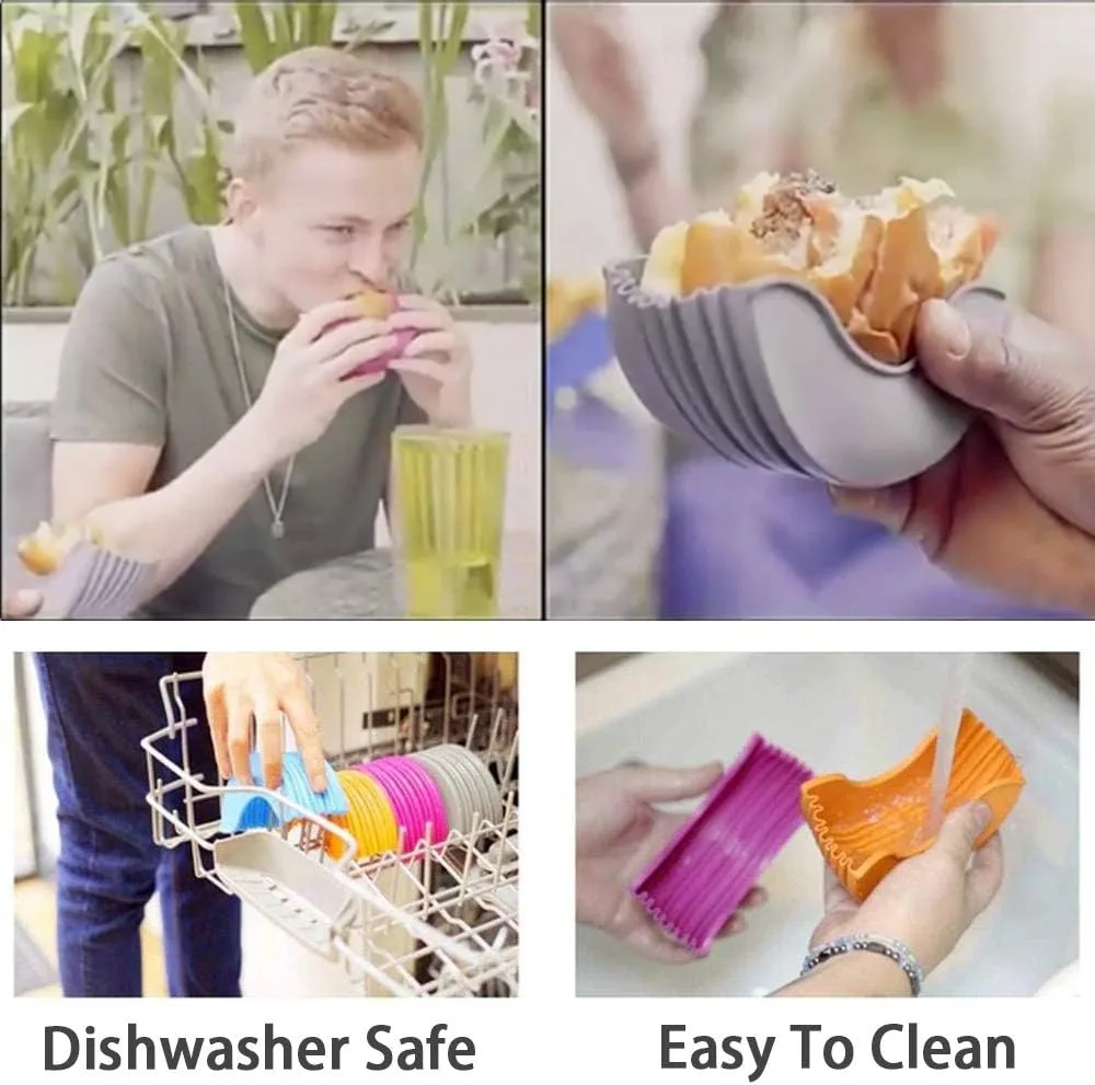 Silicone Burger Sandwich Clip Rack Washable Retractable Silicone Hamburger Holders Hamburger FrenchFry sauce Fixed Box