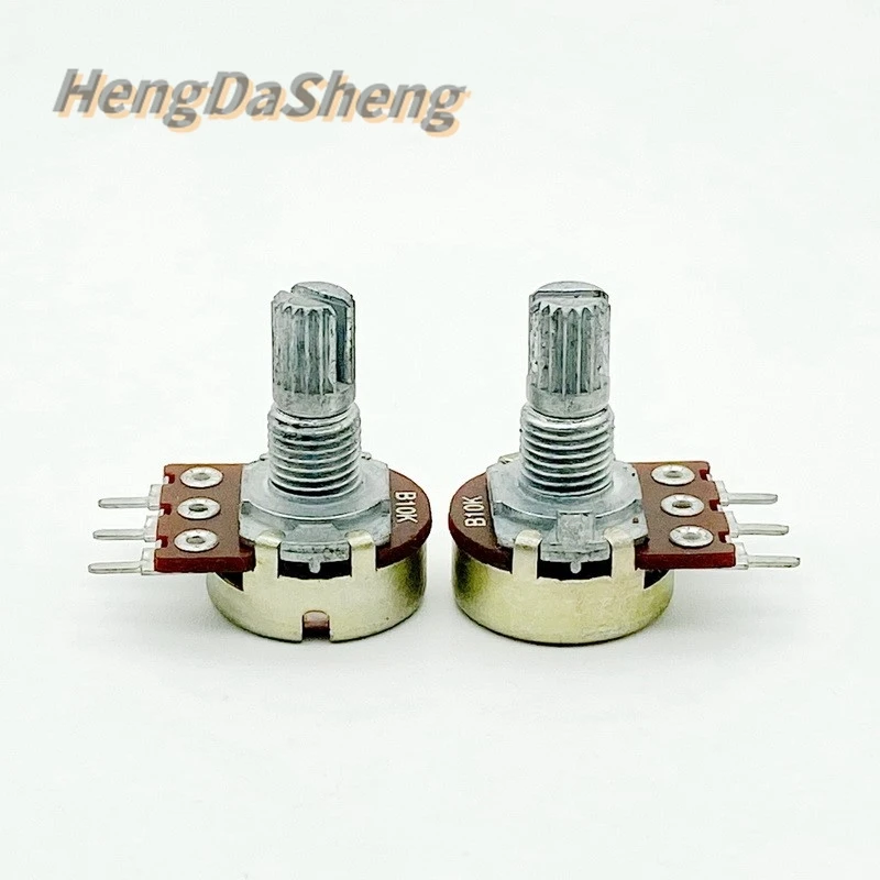 

5Pcs/Lot Type 16 3-pin Single Potentiometer B10K With Center Positioning Audio Amplifier Front Stage Adjustable Resistance