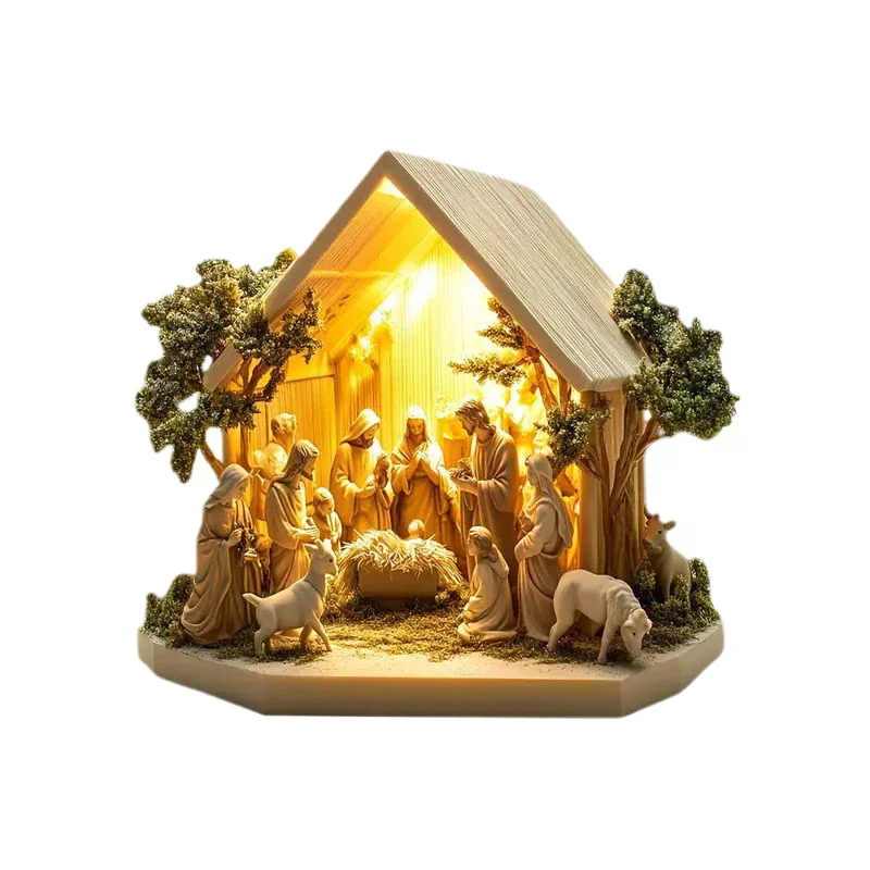 2026 New Nativity Jesus Birth Scene Xmas Table Centerpiece Accessory 2D Flat Acrylic For Home Office Decoration Party Ornment