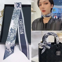 French Spring Hot Sale Plants Jungle Animals Women's Twill Decoration Sharp Horn Strap Bag Spot Silk Band Hair Band Small Scarf 1