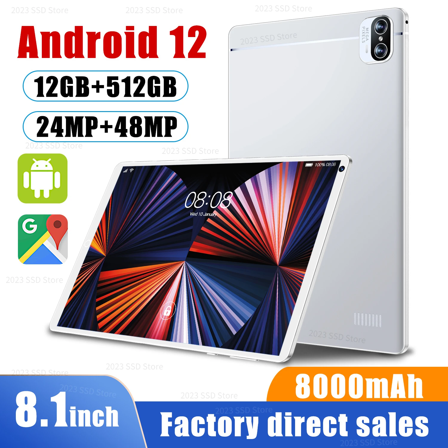 NewX5CheapTabletPc8InchAndroid1210Core12GBRAM512GBROM