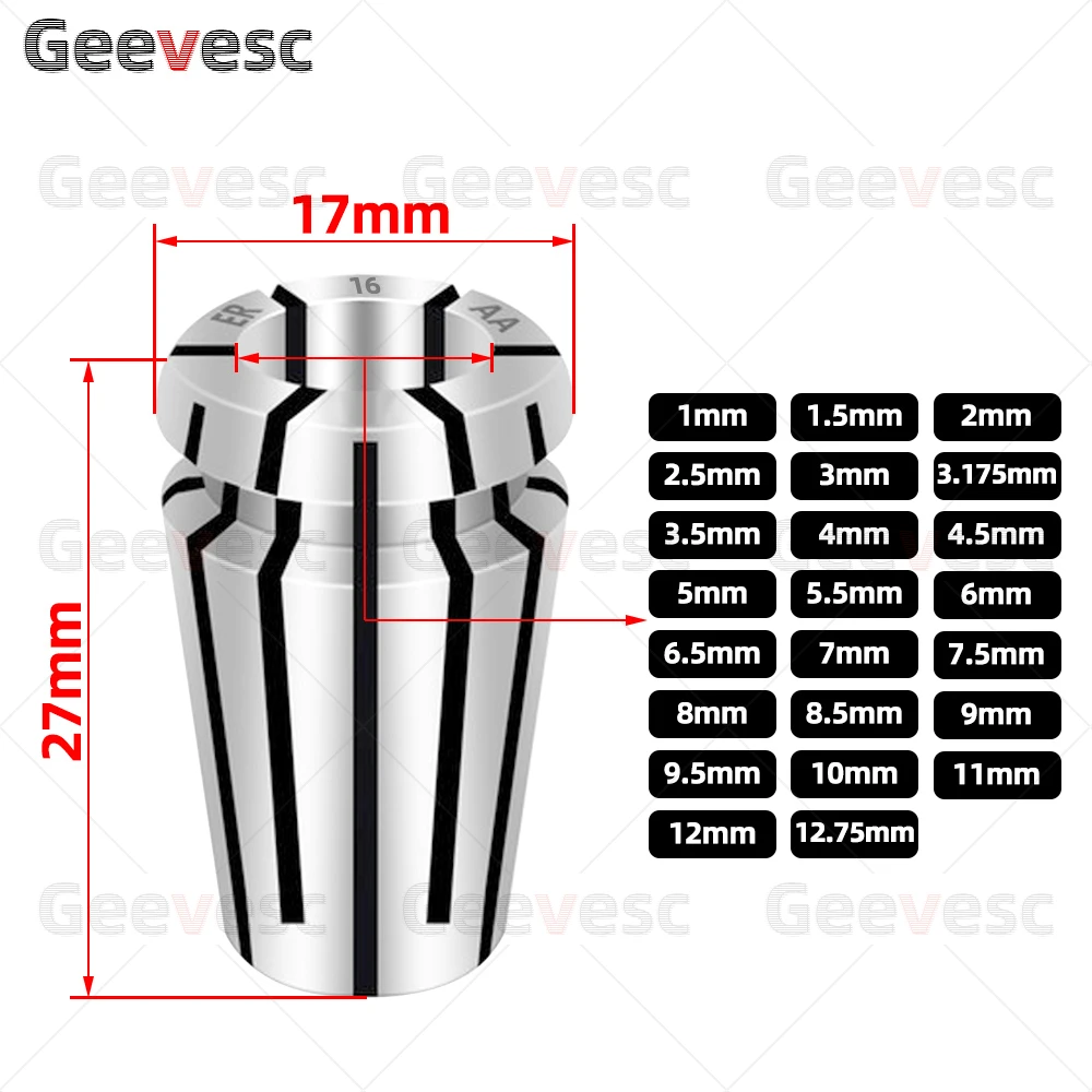 High Precision ER16 Spring Collet 1mm-10mm UP AA ER Collet Chuck Tool Holder ER16 Spring Chuck Set 11mm 12mm Spring Collet Tool Holder Collet Chuck Spring Collet Chuck Collet Chuck Holder