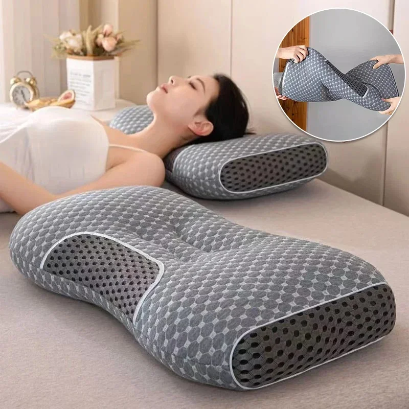 Neck Protection Pillow SPA Massage Non Collapsible Knitted Cotton Pillow Core Adult Pair Hotel Accommodation Household Home 3