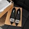 Pointed Flat Shoes for Women's Spring Summer New Shallow Cut  Suede Soft Sole Black Women's Shoes Ladies Large Size 44 5