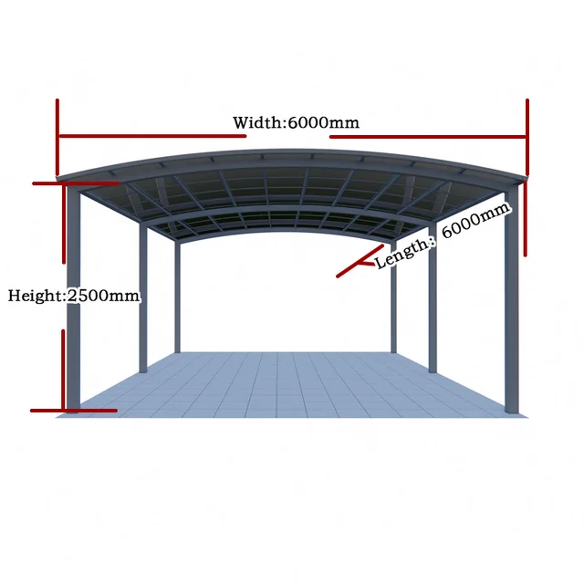 Abri de garage extérieur préfabriqué, abri de voiture, port de voiture, auvent d'entrepôt, bâtiment de jardin, toit en métal rapDuty pour le balcon 5