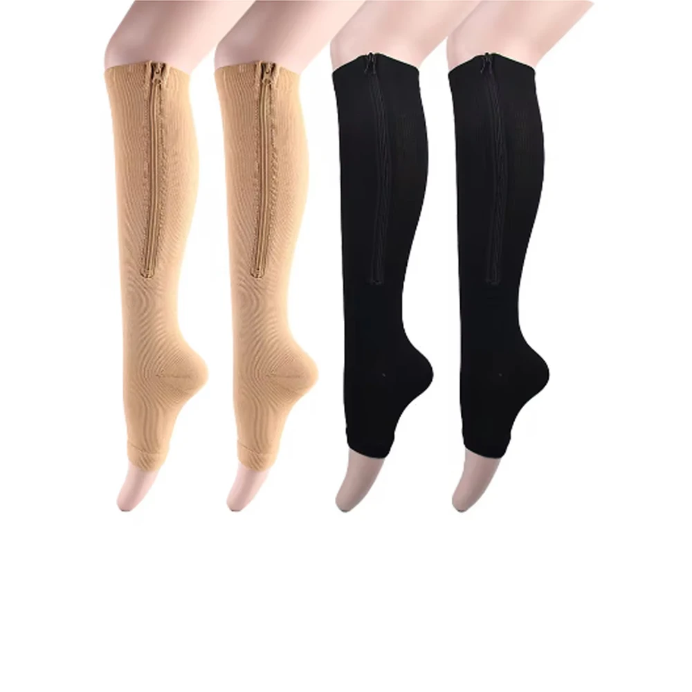 Compression Socks Sports Pressure Long Cycling Socks Zipper Professional Leg Support Thick Women Varicose Vein Socks