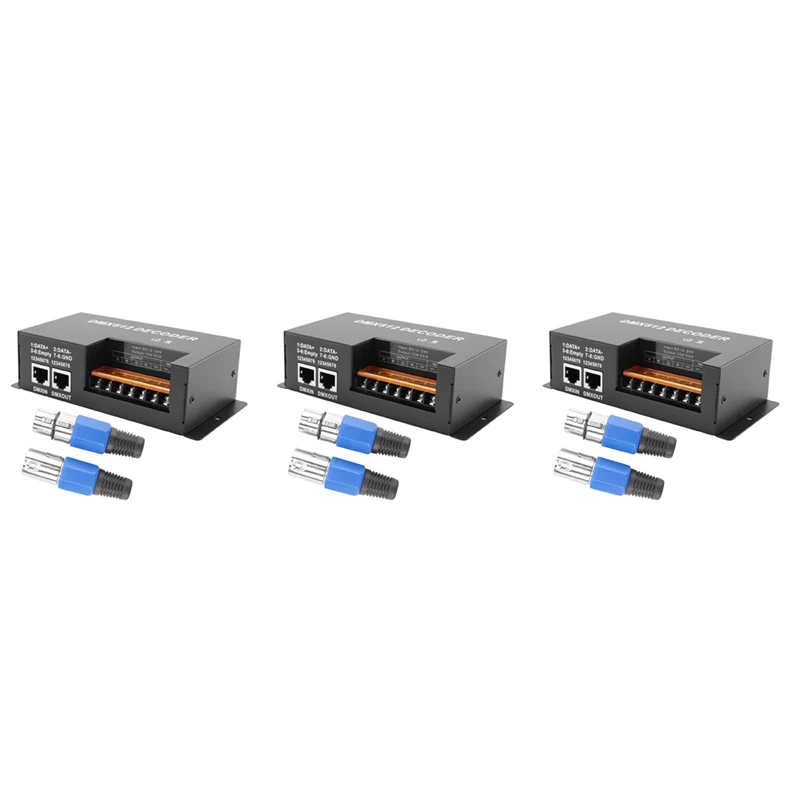 

3X 4 Channel DMX Decoder RGBW PWM DMX512 Dimmer Driver RGBW LED Strip Light Controller Input 12V-24V DC