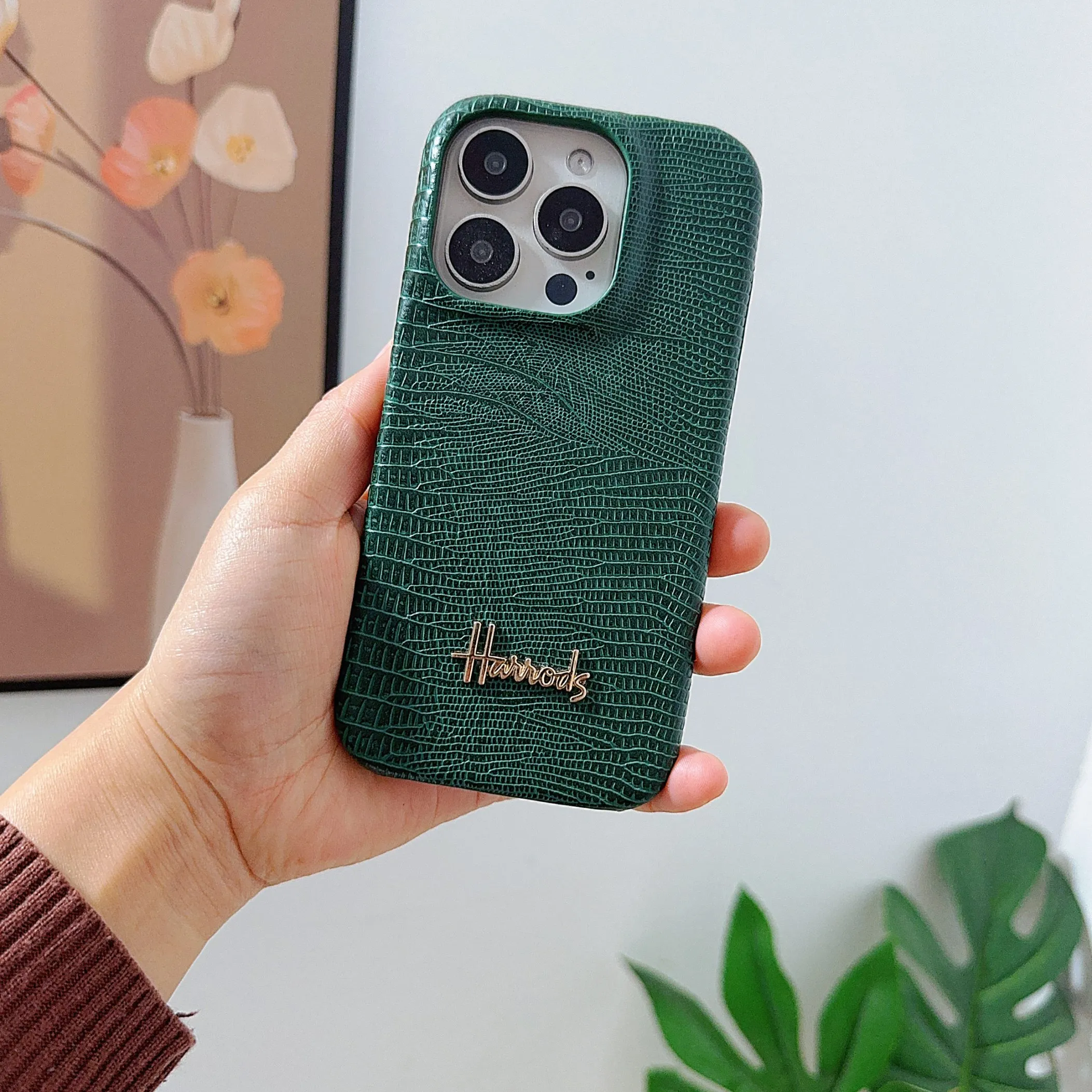 Luxuriöse Eidechsenmuster-Tier-PU-Lederhülle für iPhone 17, 16, 15, 14, Handyhülle 17, 15, 14, 13, Pro MAX, harte, stoßfeste Rückseite – Detail 14