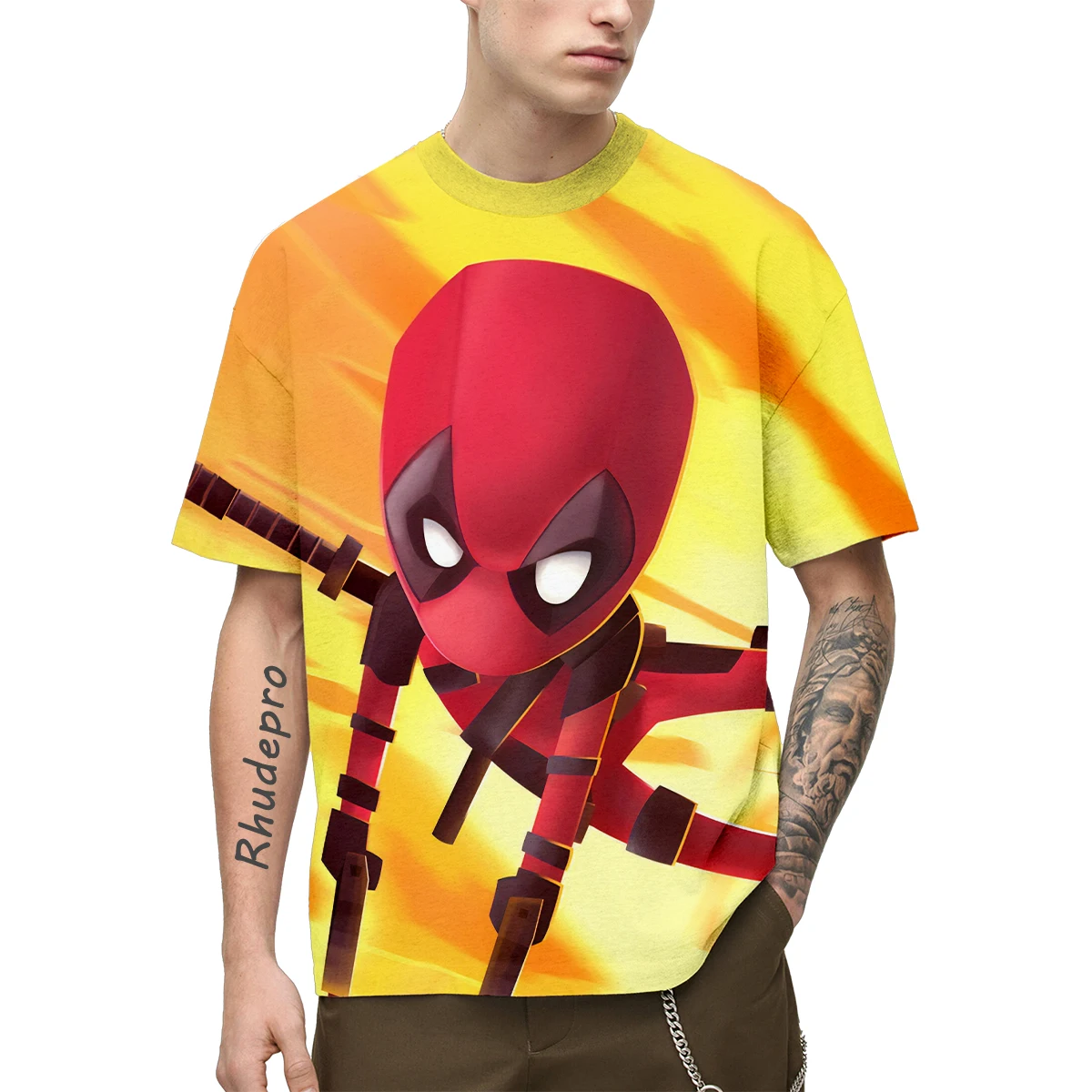 

Miniso Deadpool Men Women Avengers Short Sleeve Casual Style 3D Print T Shirt Summer Casual Streetwear Tee Tops Cartoon