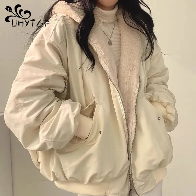 

2023 Autumn Thicken Parkas Women Casual Hooded Jacket Winter Comfortable Double-Layer Korean Style Simple Solid Warm Cute Coats