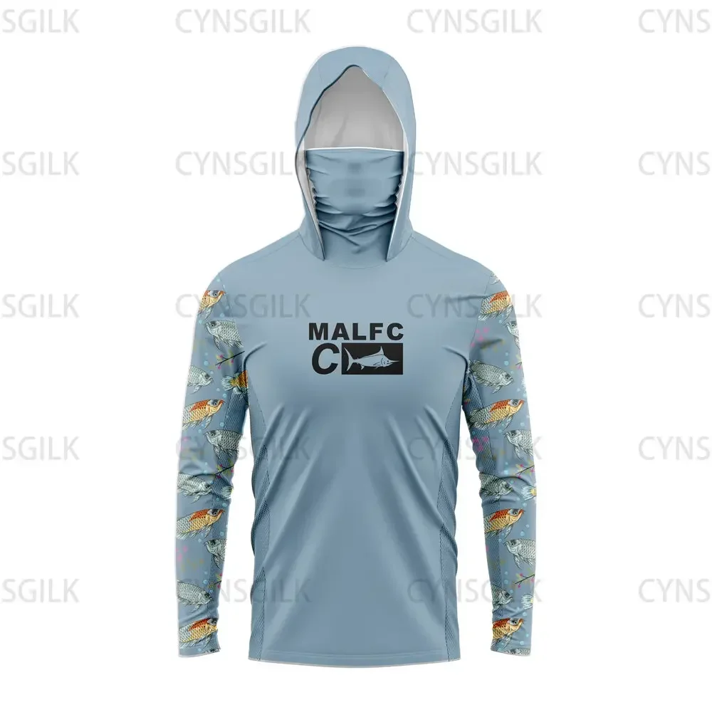 MALFC Women Men Hood long sleeve Fishing clothing fishing t shirt uv protection Fishing Apparel