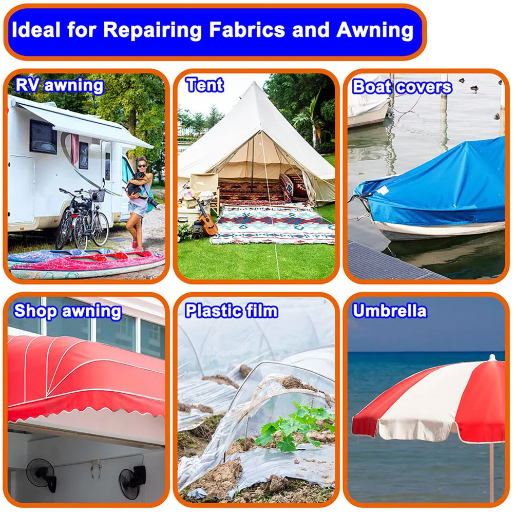 Adhesive Repair Tape Fiberglass RV Awning Repair Tape Waterproof Canvas Repair Tape for RV Awning Tent Boat Covers