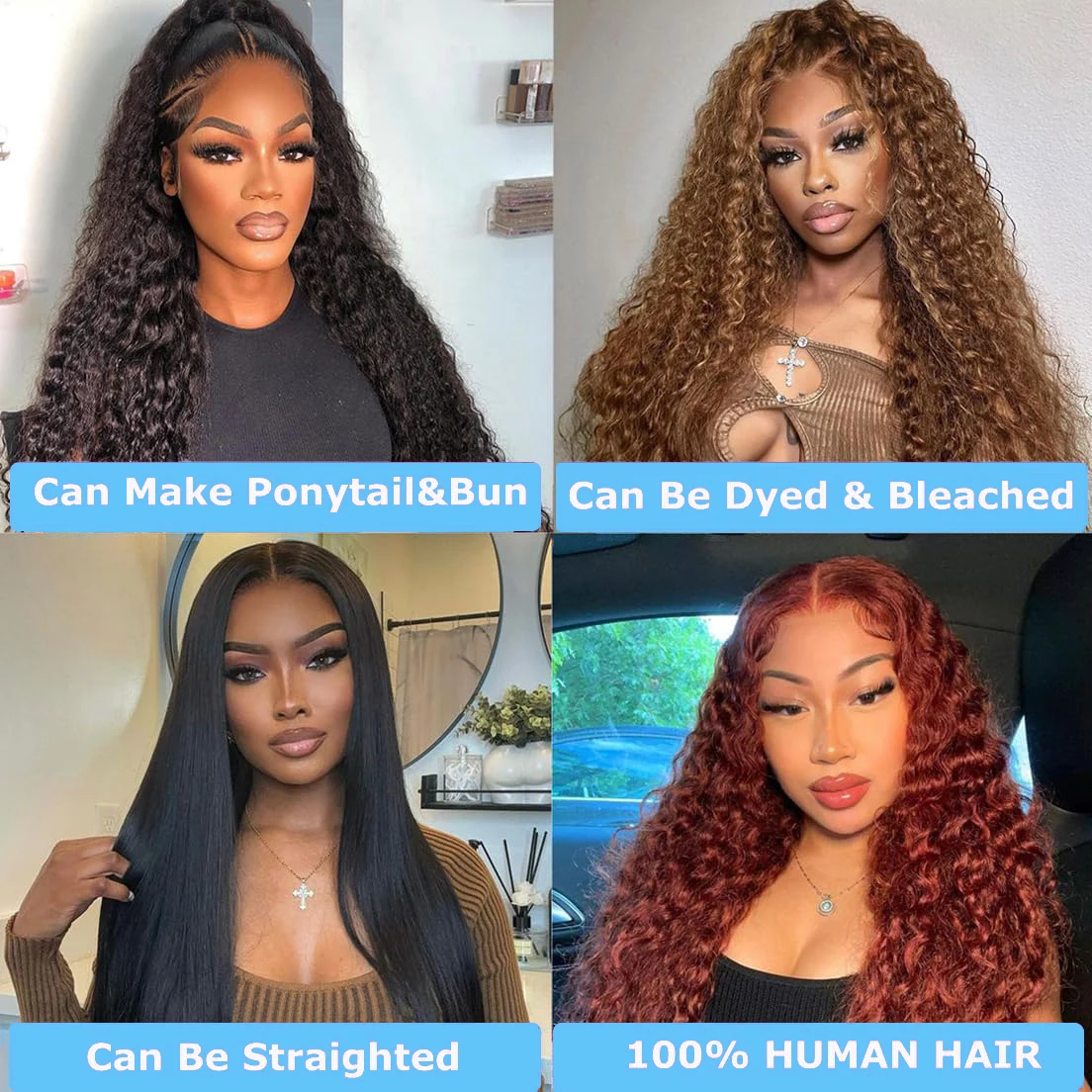 14A Deep Wave Bundles Human Hair 22 24 26 Inch Full and Silky 100% Unprocessed Brazilian Virgin Human Hair Extensions #1B 6