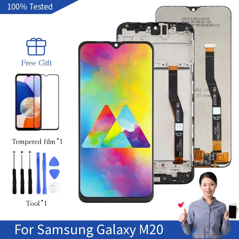 Сменный экран M20 для Samsung Galaxy M20, зеркальный дисплей, зеркальный сенсорный экран, цифровой преобразователь, зеркальный дисплей 6,3 дюйма