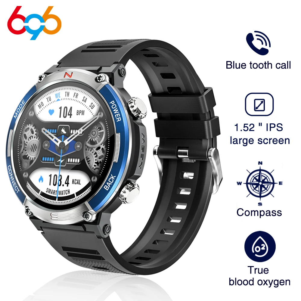 

1.52 Inch 360*360 HD Screen Blue Tooth Call Smartwatch Men Compass Heart Rate Blood Oxygen Detection 420MAH Long Standby Sports