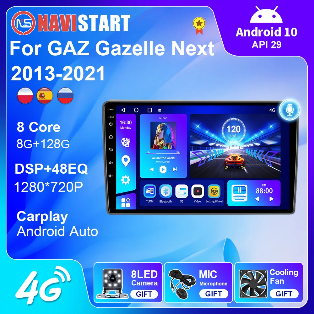 

NAVISTART For GAZ Gazelle Next 2013-2021 Car Radio Android 10 Carplay Android Auto 4G WIFI GPS Navigation Player No DVD 2 Din