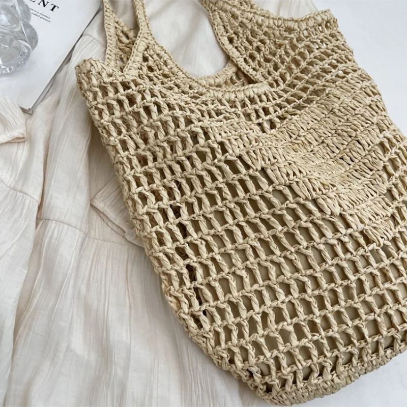 Fashion Women Rattan Tote Bag Luxurious Designer Shoulder Handbag Large Capacity Wicker Women Shopping Handbag Trend Straw Bag 6
