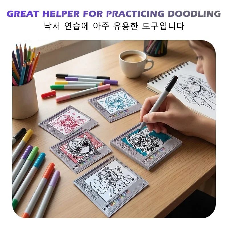 Vintage Computer Illustration Sticky Notes - 50 Sheets, Perfect for Artists & Office Use, Durable and Versatile
