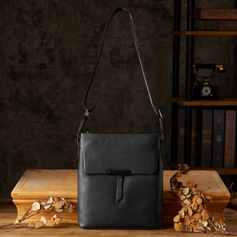 New Style Handmade Genuine Leather Male Shoulder Bag Cowhide Cross body Bag Business Office Messenger Bag Luxury Briefcase Men