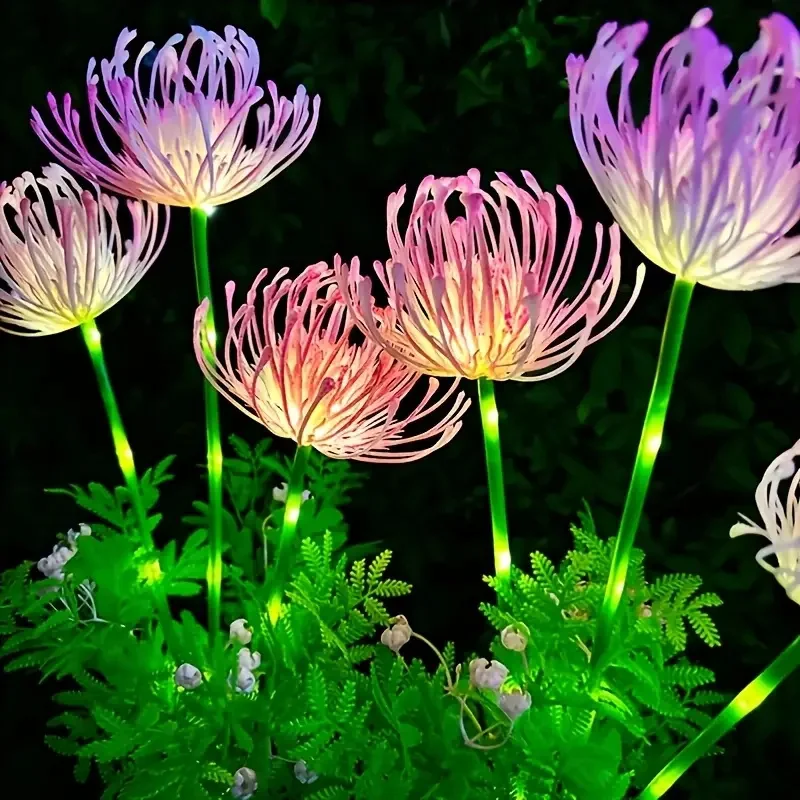 Solar Flower Garden Lights with Glowing Blooms & Stems