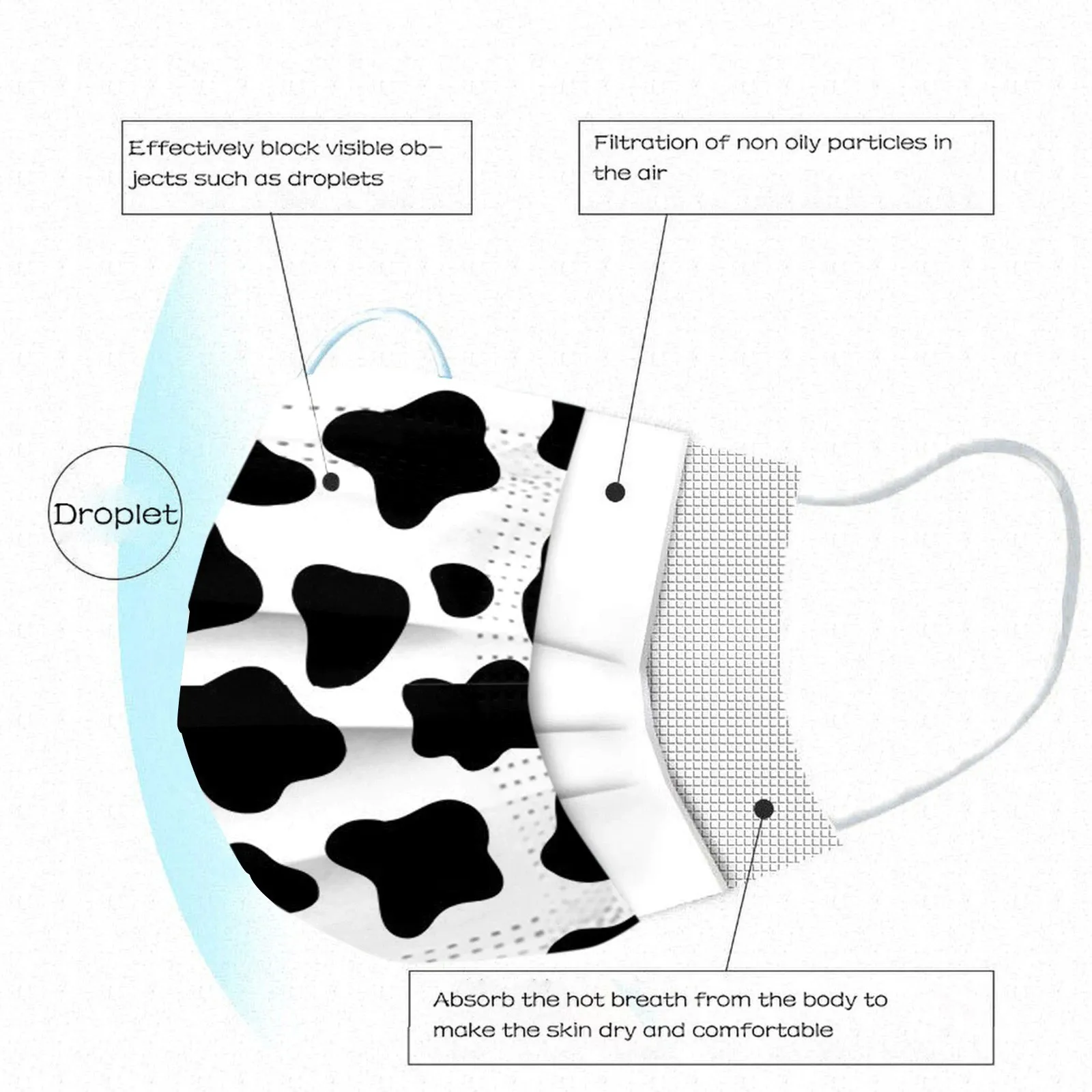 Adult Printing Disposable Protection Three Layer Face Mask With Nose Strip Outdoor Dust-Proof Face Protective Mask Disposable