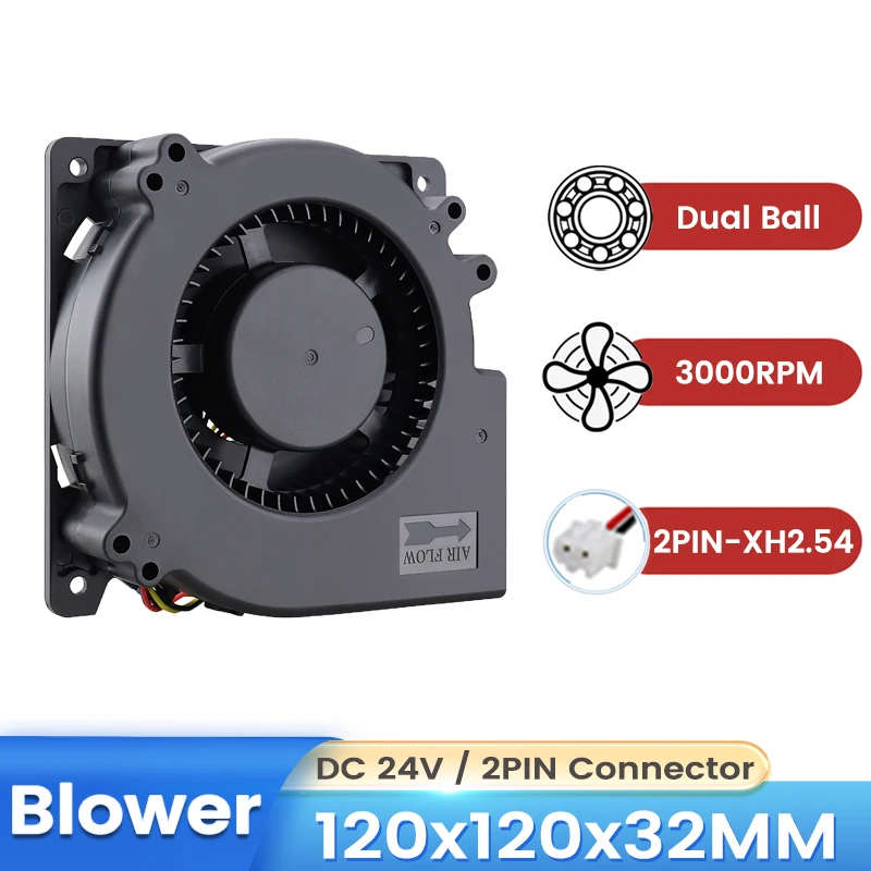 

2 шт./партия, двухшаровой вентилятор для охлаждения Gdstime, 24 В постоянного тока, 2 контакта, 120x120x32 мм