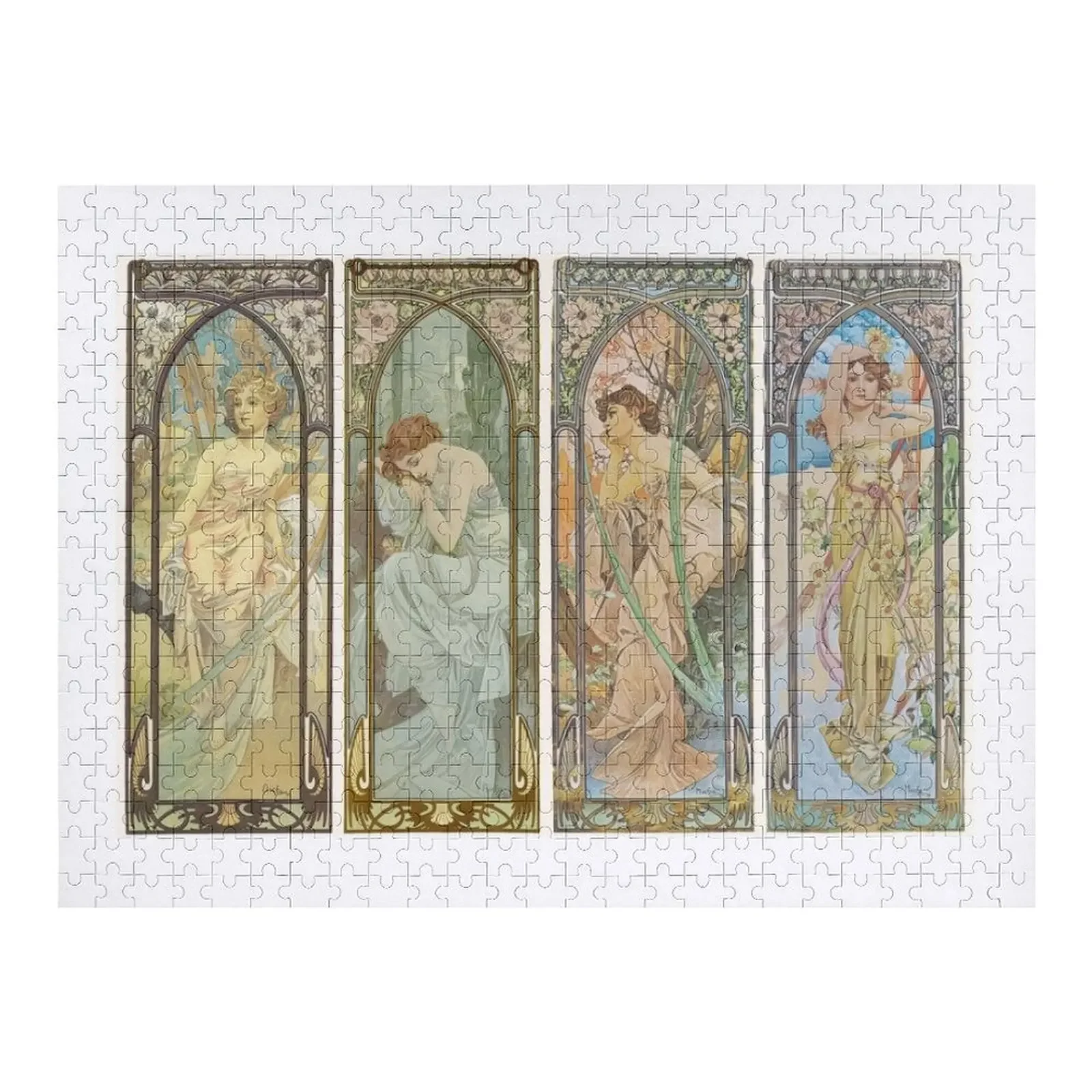 HD. The times of the day (1899) serie Alphonse Mucha HIGH DEFINITION Jigsaw Puzzle Wooden Boxes Anime Puzzle