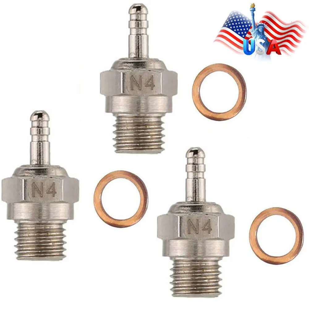 N4 3Pack Duty Long Medium Glow Plug For Traxxas 3232X 1/10 T-Maxx 2.5 / 3.3