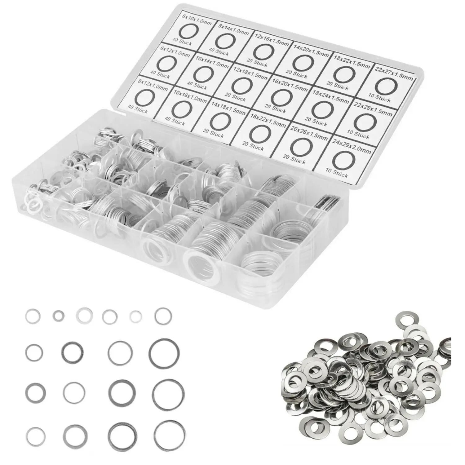 

High Temperature Resistance Cylinder Gaskets Muti-function Aluminum Oil Drain Plug Washer Seal Gasket Silver Sealing Ring 450pc