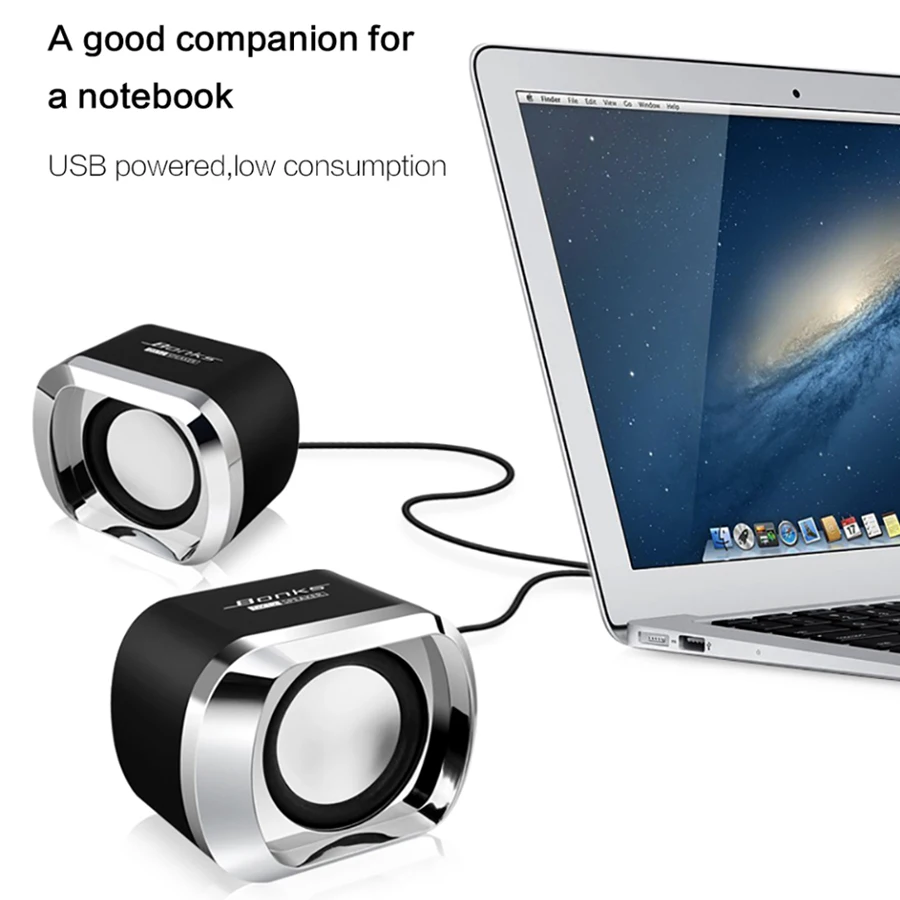 Bonks DX12 Portable USB2.0 Subwoofer Small Speaker with 3.5mm Audio Plug and USB Power Plug for Desktop PC Laptop MP3 Phone