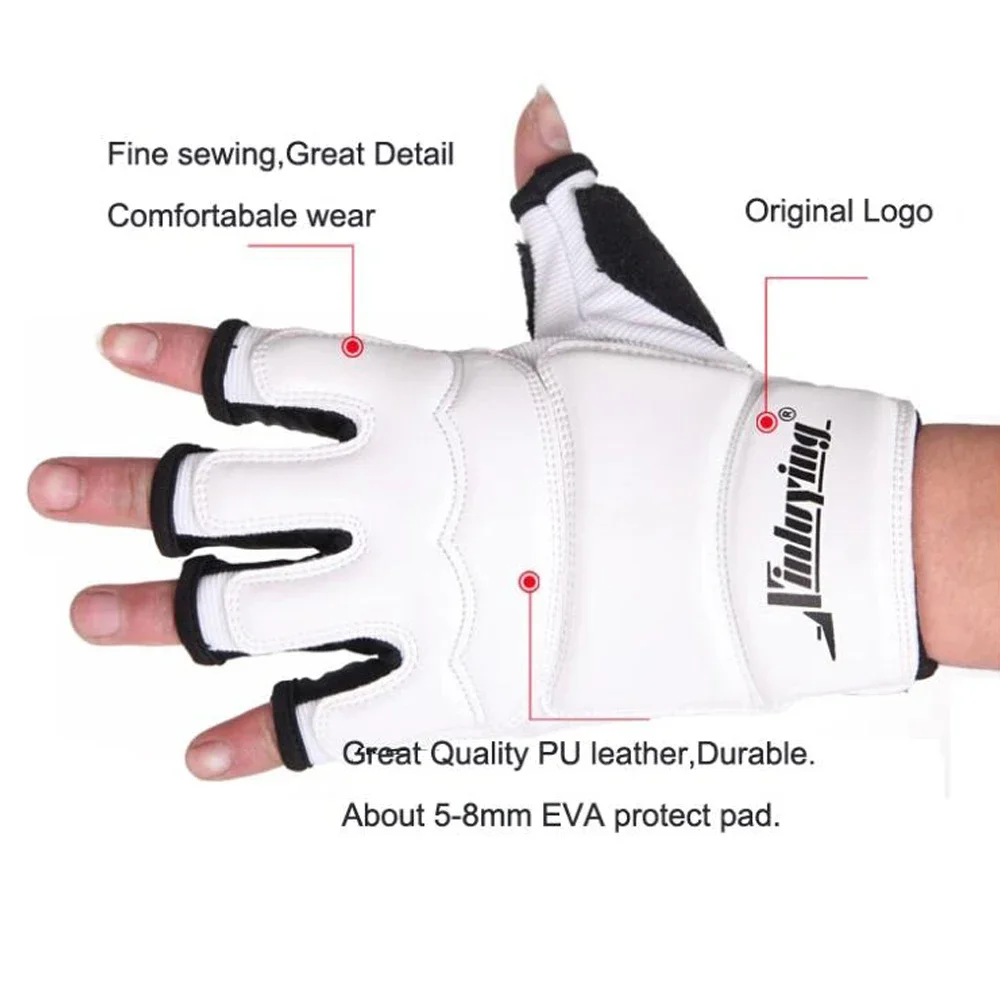 Taekwondo Gloves Fighting Hand Protector WTF Approved Martial Arts Sports Hand Guard PU Leather Fitness Boxing Gloves