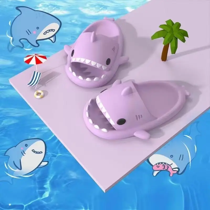 Summer Women Shark Slides Couple Beach Sea Flip Flops Cute Kids Shark Slippers Non-slip Men Indoor Outdoor Sandals slippers sandals shoes slippers sandals non slip slippers female slippers