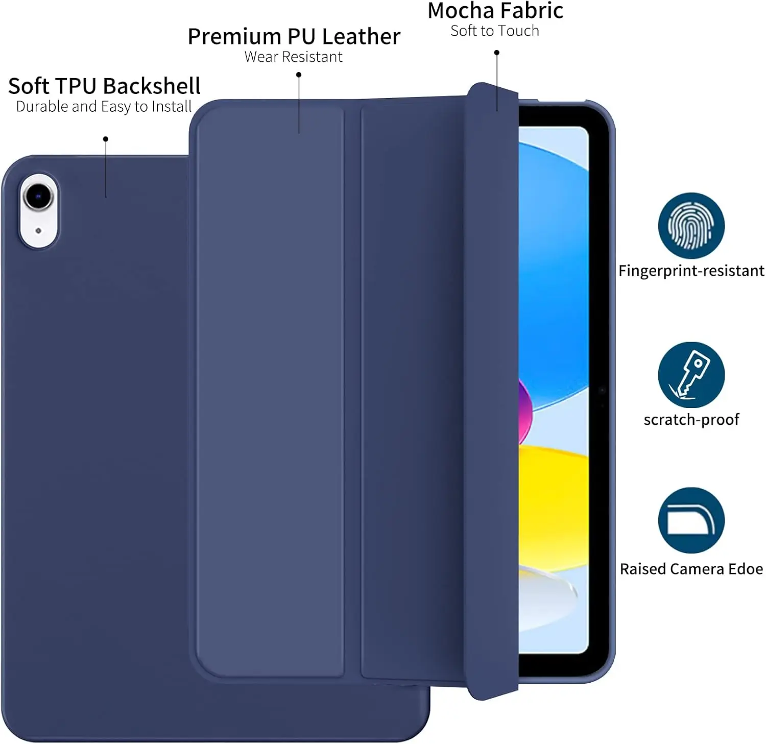 Premium Tri-fold Flip Case with Auto Sleep/Wake and Soft Protective Cover