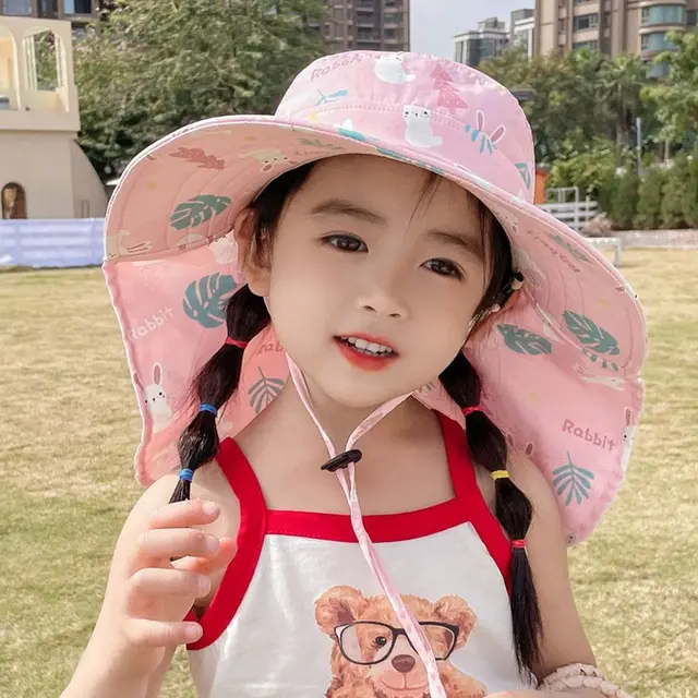 Chapeau De Plage Bébé Avec Protection Nuque - UPF 50+, Réglable, Pour Enfants 1 à 6 Ans, 4 Couleurs
