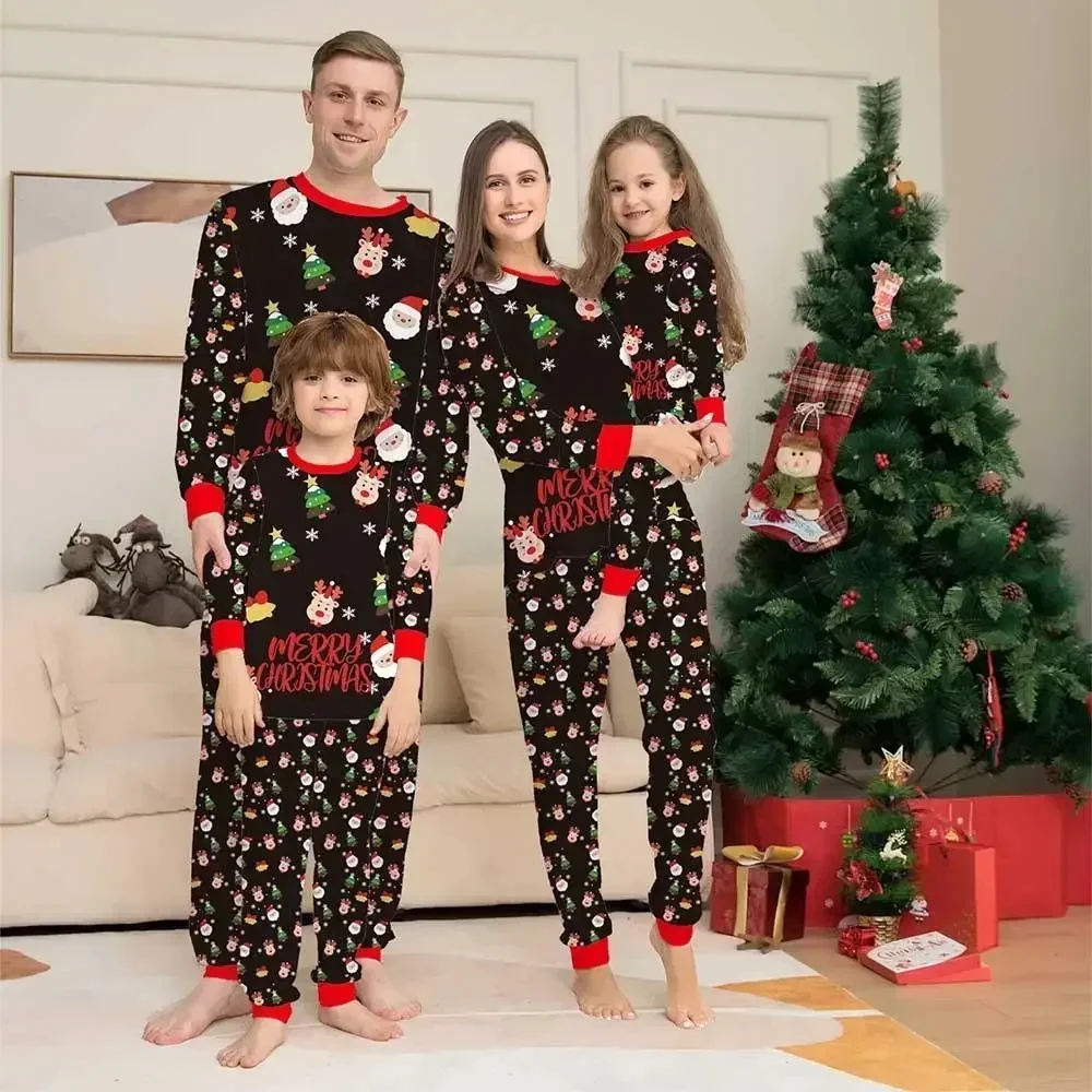 thumbnail image 1 of Pijamas suaves navideños, conjuntos familiares a juego, ropa de dormir estampada, conjunto para mamá, hija, papá, hijo, ropa de bebé a juego, pijamas navideños, 1 of 5