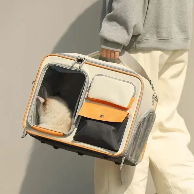 cat bag Cats Backpack transporter for cats Double shoulder pet backpack, crossbody bag,15KG can withstand weight,large space 5
