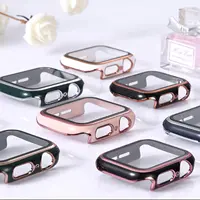 Housse pour Apple watch, 44mm 40mm 45mm 41mm 42mm 38mm, accessoires PC, protecteur d'écran en verre trempé, série iWatch 7 8 5 6 SE 1