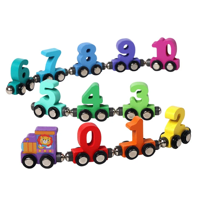 Wooden Magnetic Number Train