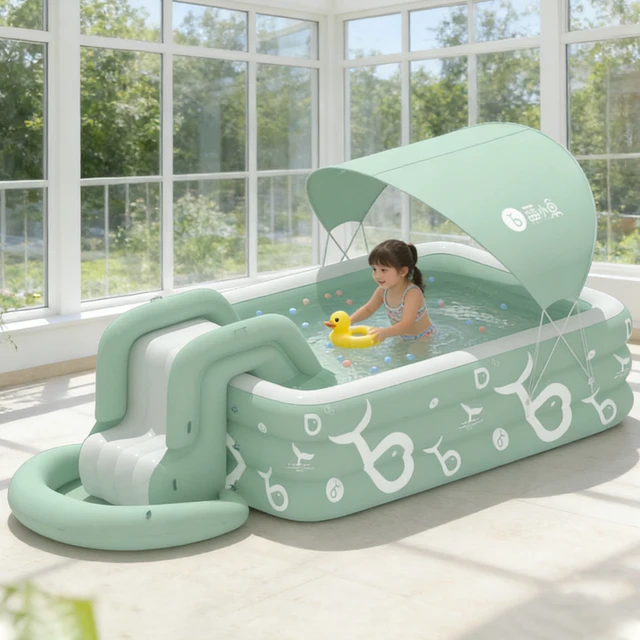 Piscine gonflable avec toboggan aquatique pour jardin, fête en plein air, piscine pliable pour enfants, adultes, famille, piscines en PVC 1