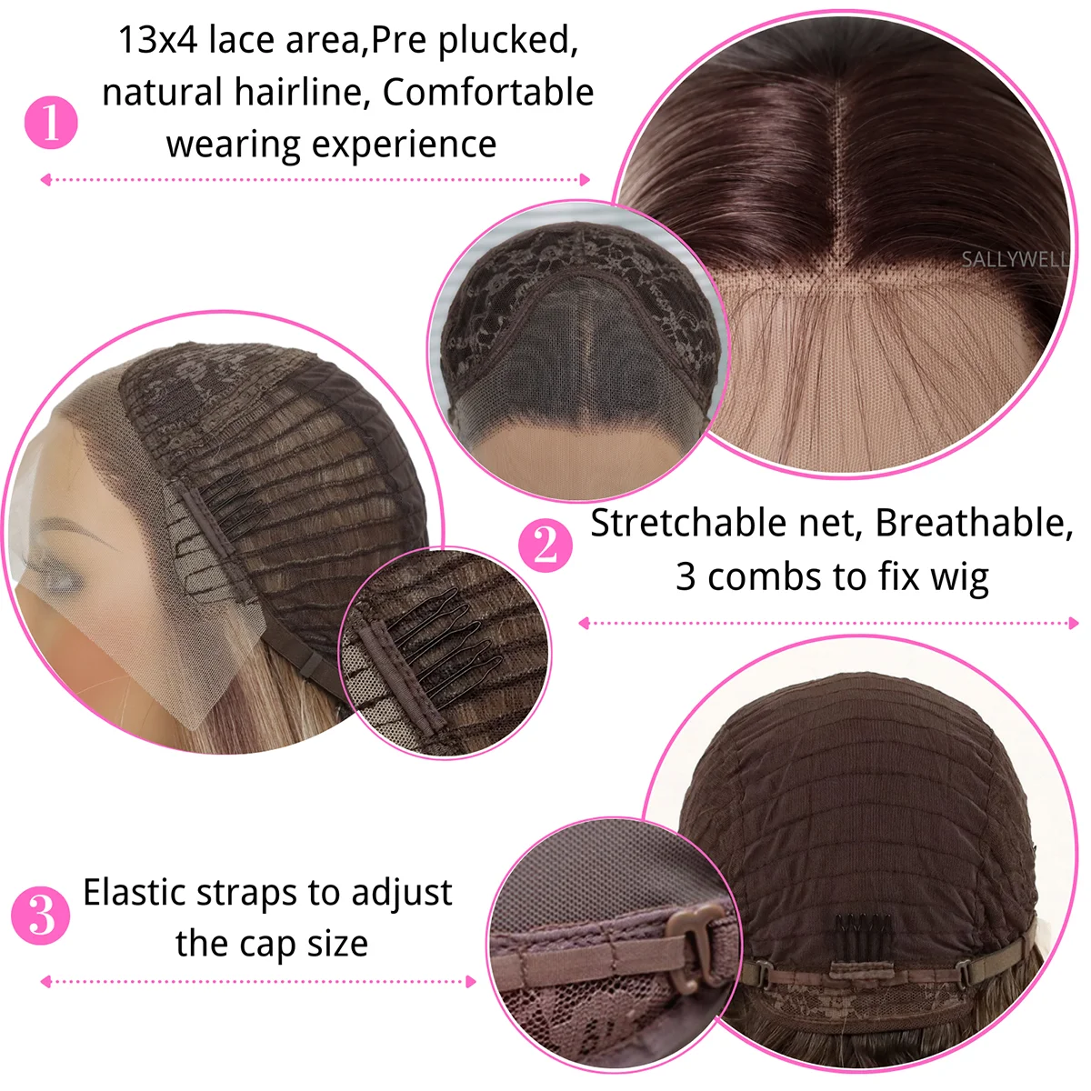 Ombre Blonde Lace Front Wig Long Straight Wig Brown to Dirty Blonde 3T Color Synthetic Heat Resistant Wig Pre Plucked